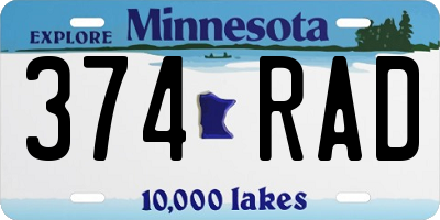 MN license plate 374RAD