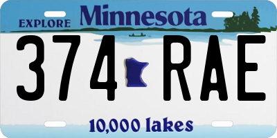 MN license plate 374RAE