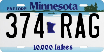 MN license plate 374RAG