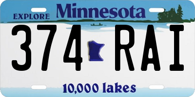 MN license plate 374RAI
