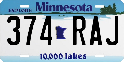 MN license plate 374RAJ