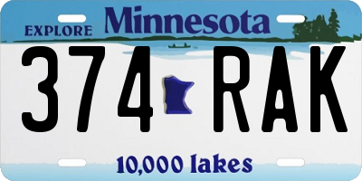 MN license plate 374RAK