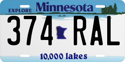 MN license plate 374RAL