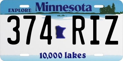 MN license plate 374RIZ