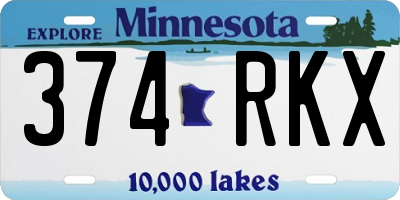 MN license plate 374RKX
