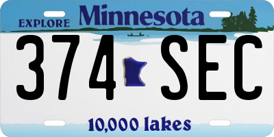 MN license plate 374SEC