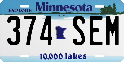 MN license plate 374SEM