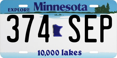 MN license plate 374SEP