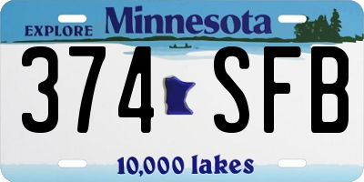 MN license plate 374SFB