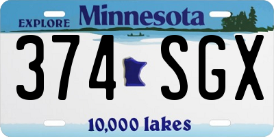 MN license plate 374SGX