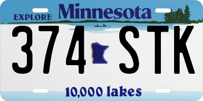 MN license plate 374STK