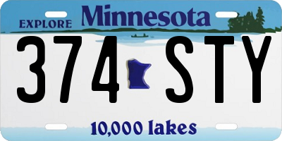 MN license plate 374STY