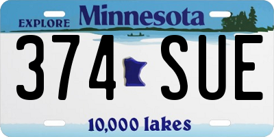 MN license plate 374SUE