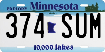 MN license plate 374SUM