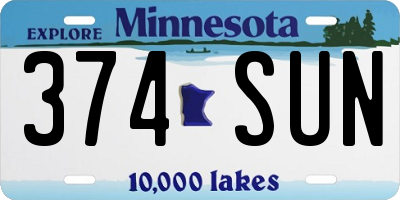 MN license plate 374SUN