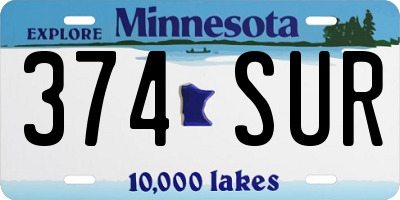 MN license plate 374SUR