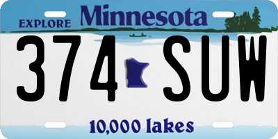 MN license plate 374SUW