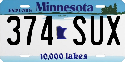 MN license plate 374SUX