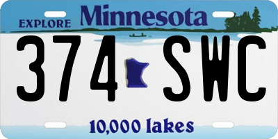 MN license plate 374SWC