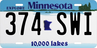 MN license plate 374SWI