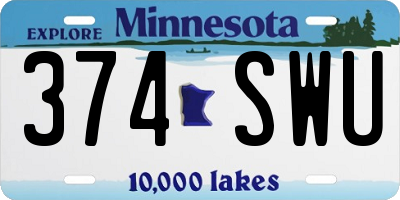 MN license plate 374SWU