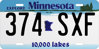 MN license plate 374SXF