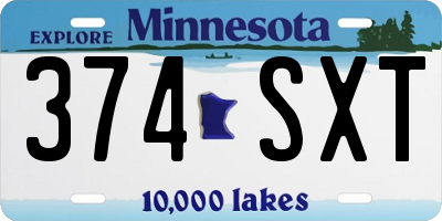 MN license plate 374SXT