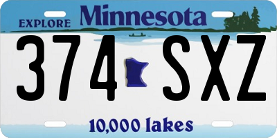 MN license plate 374SXZ