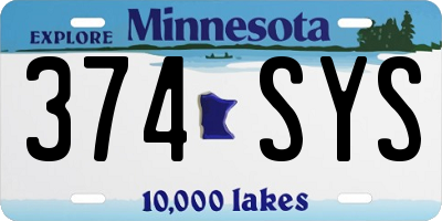 MN license plate 374SYS