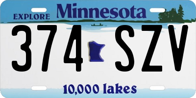 MN license plate 374SZV