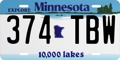 MN license plate 374TBW