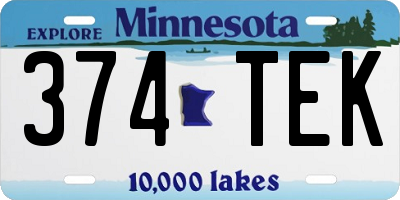 MN license plate 374TEK