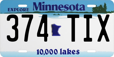 MN license plate 374TIX