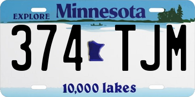 MN license plate 374TJM