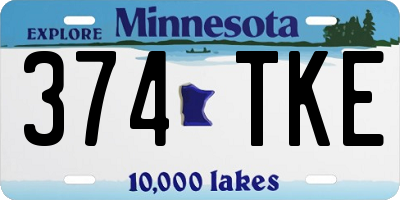 MN license plate 374TKE