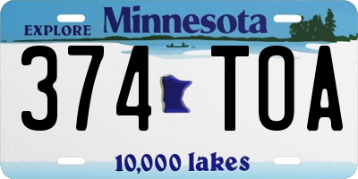 MN license plate 374TOA
