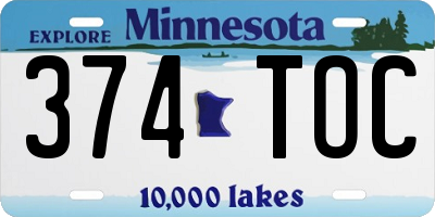 MN license plate 374TOC