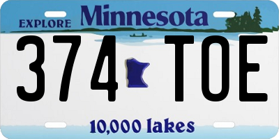 MN license plate 374TOE