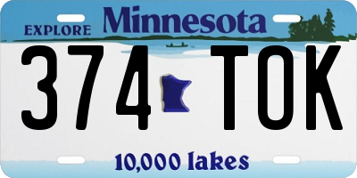 MN license plate 374TOK