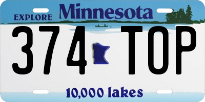 MN license plate 374TOP