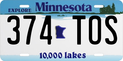 MN license plate 374TOS
