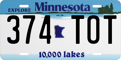 MN license plate 374TOT