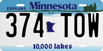 MN license plate 374TOW