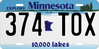 MN license plate 374TOX