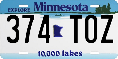 MN license plate 374TOZ