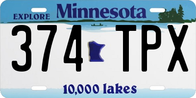 MN license plate 374TPX