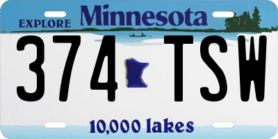 MN license plate 374TSW