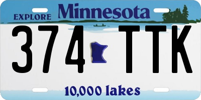 MN license plate 374TTK