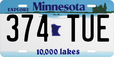 MN license plate 374TUE