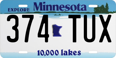 MN license plate 374TUX